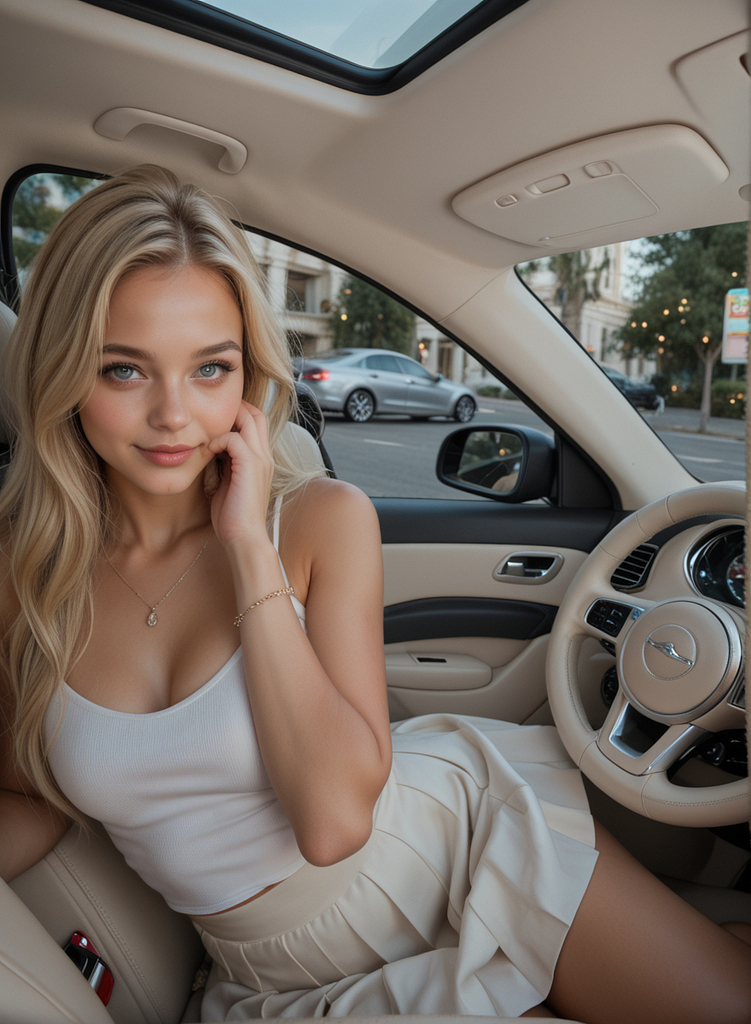 Rich girl aesthetic luxury car ai blonde