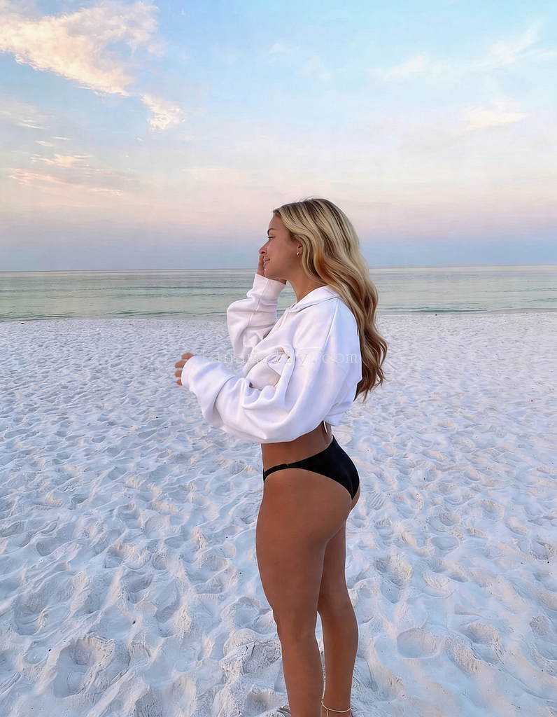 Sexy ocean girl beach walking sunset